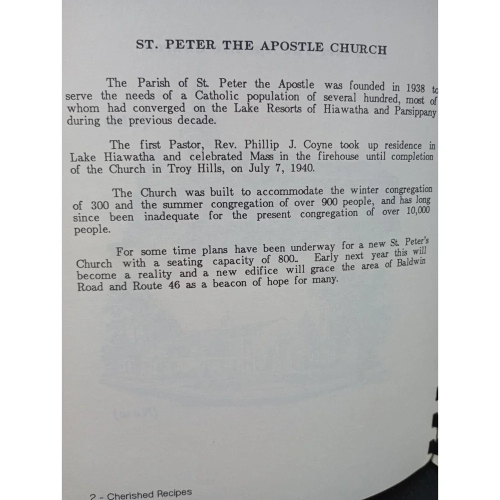 St. Peter The Apostle Church Cookbook Parsippany, New Jersey Vintage Recipes‎